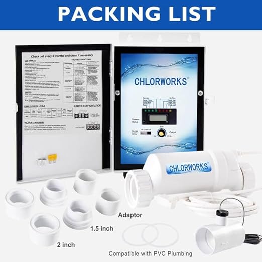 CHLORWORKS Salt Water Pool Chlorinator System – Up to 25,000 Gallons