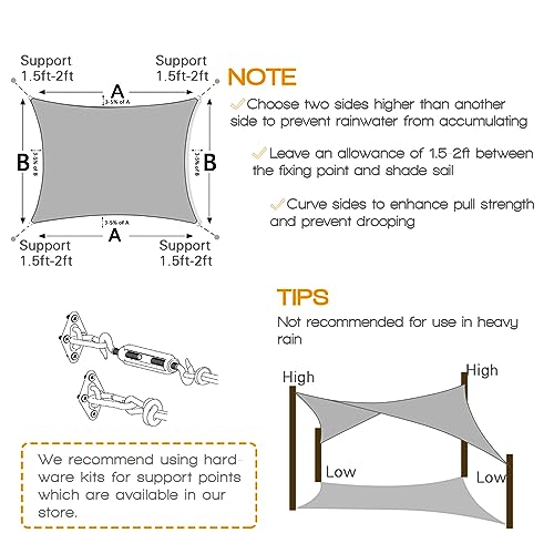 Artpuch Rectangle/Triangle Sunshade Sails Canopy UV Block