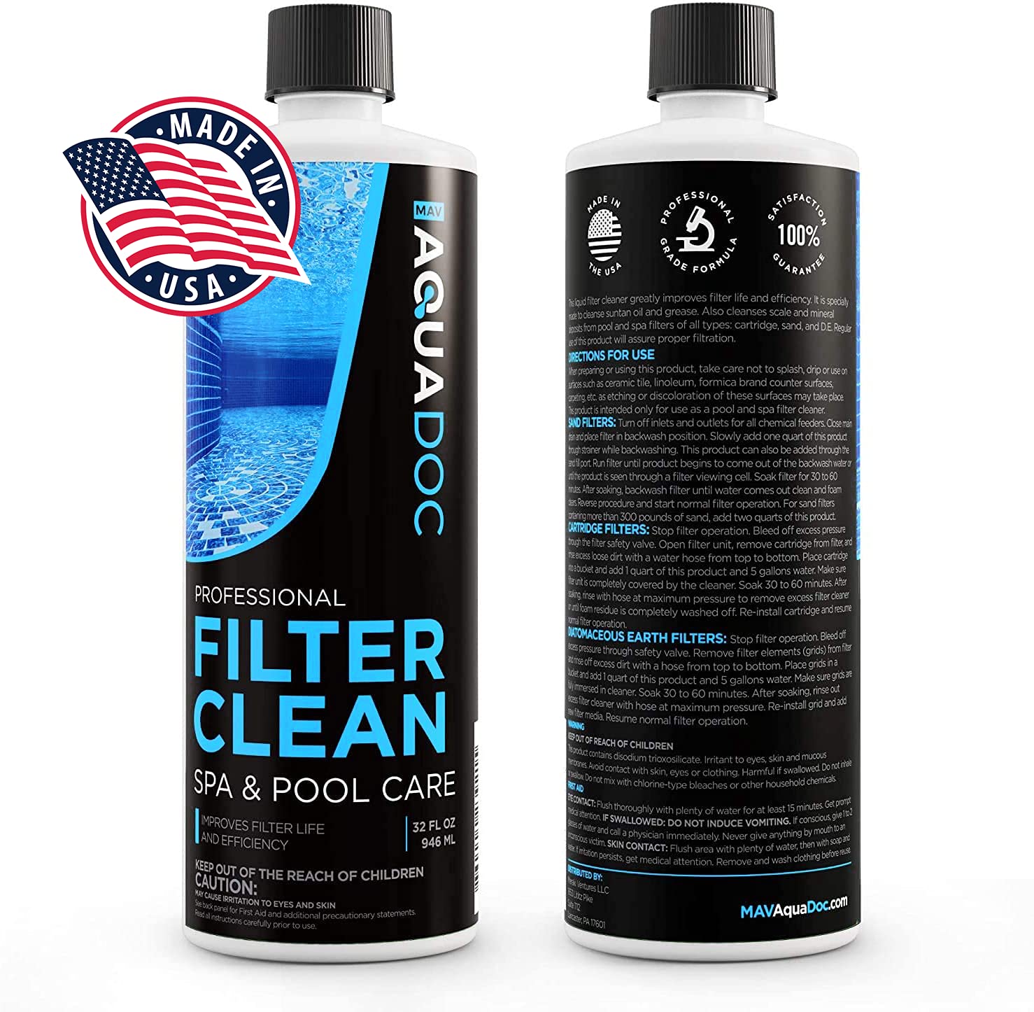 Hot Tub, Spa, and Pool Filter Cartridge Cleaner Soak - Easy to Use Filter Degreaser 1 Gallon