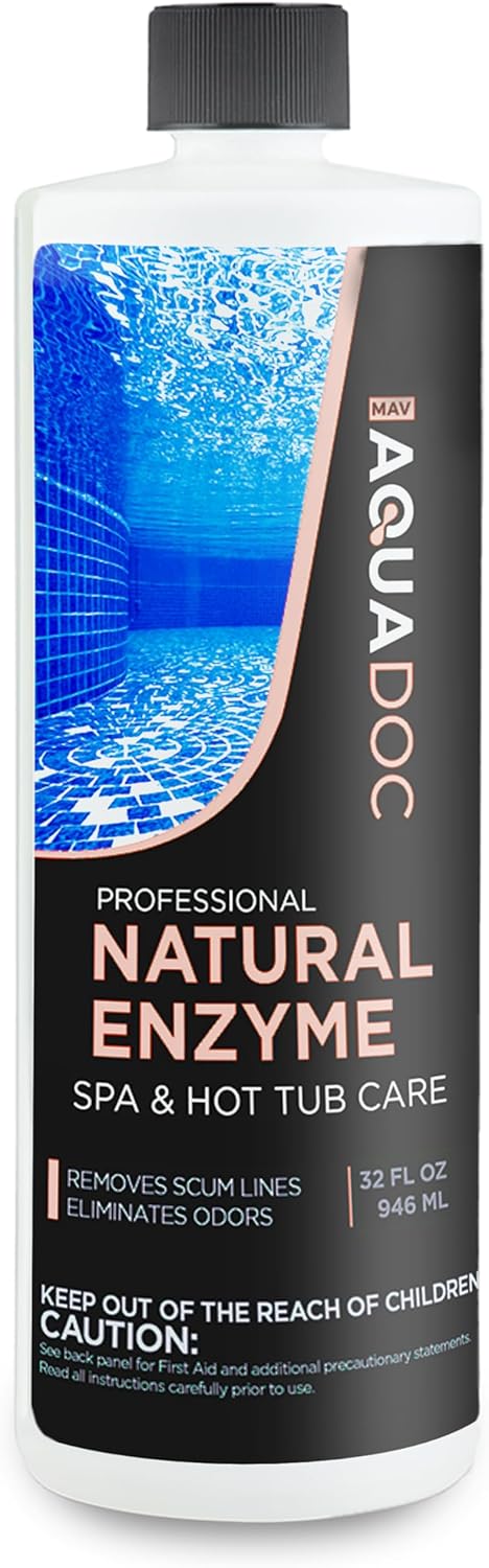 Spa Enzyme for Hot Tubs, Spa Enzyme Water Treatment to Clarify Hot Tub Water. Natural Enzyme Hot Tub Cleaner, Spa Enzyme Cleaner & Natural Hot Tub Chemicals to Make Your Spa Perfect - 32oz AquaDoc