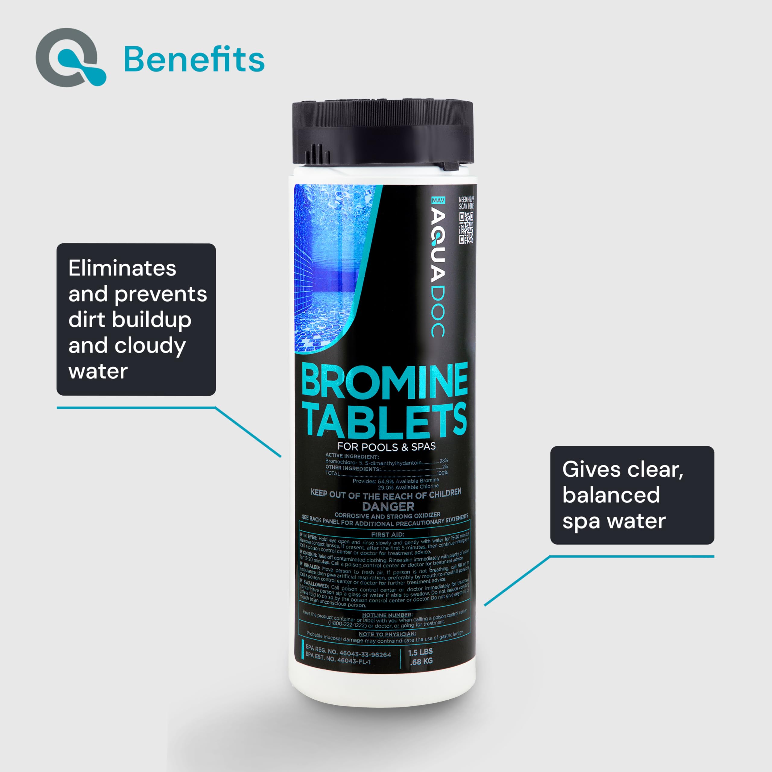 Bromine Tablets and Bromine Booster for Hot Tub and Spa - Oxidizing Spa Shock & Non-Chlorine Shock - Sodium Bromide - 1lbs Bromide Oxidizer