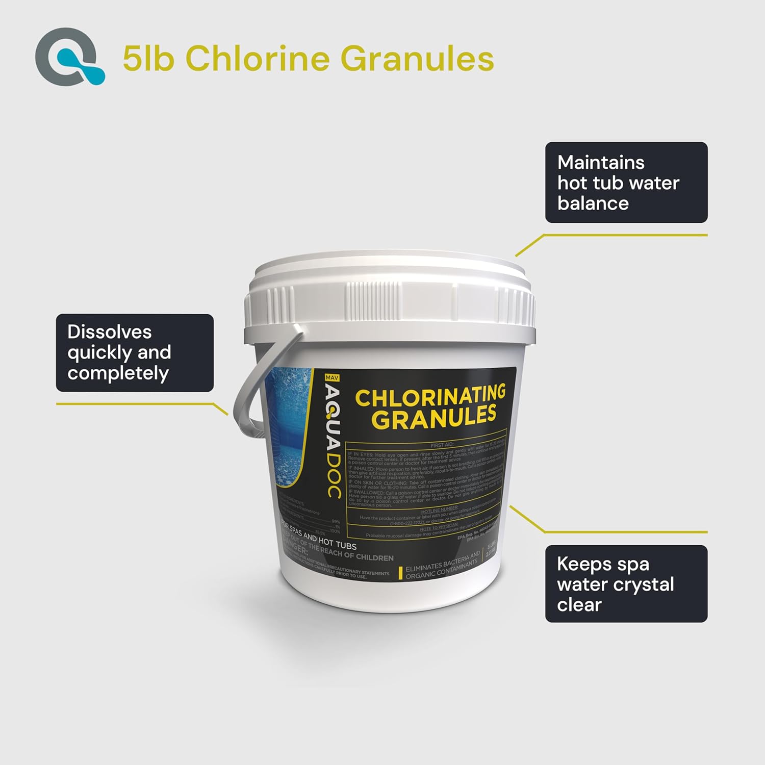 AquaDoc Spa Chlorine Granules - 5lbs | Fast-Acting Chlorinating Granules for Hot Tubs & Spas