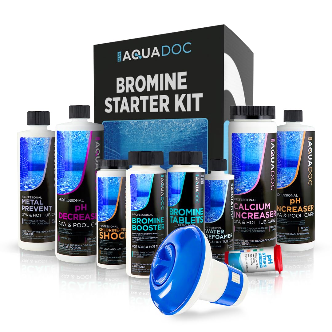 Bromine Hot Tub and Spa Starter Kit - All-in-One Spa Maintenance Kit with Bromine Tablets & Essential Hot Tub Chemicals for Perfect pH Water Balance