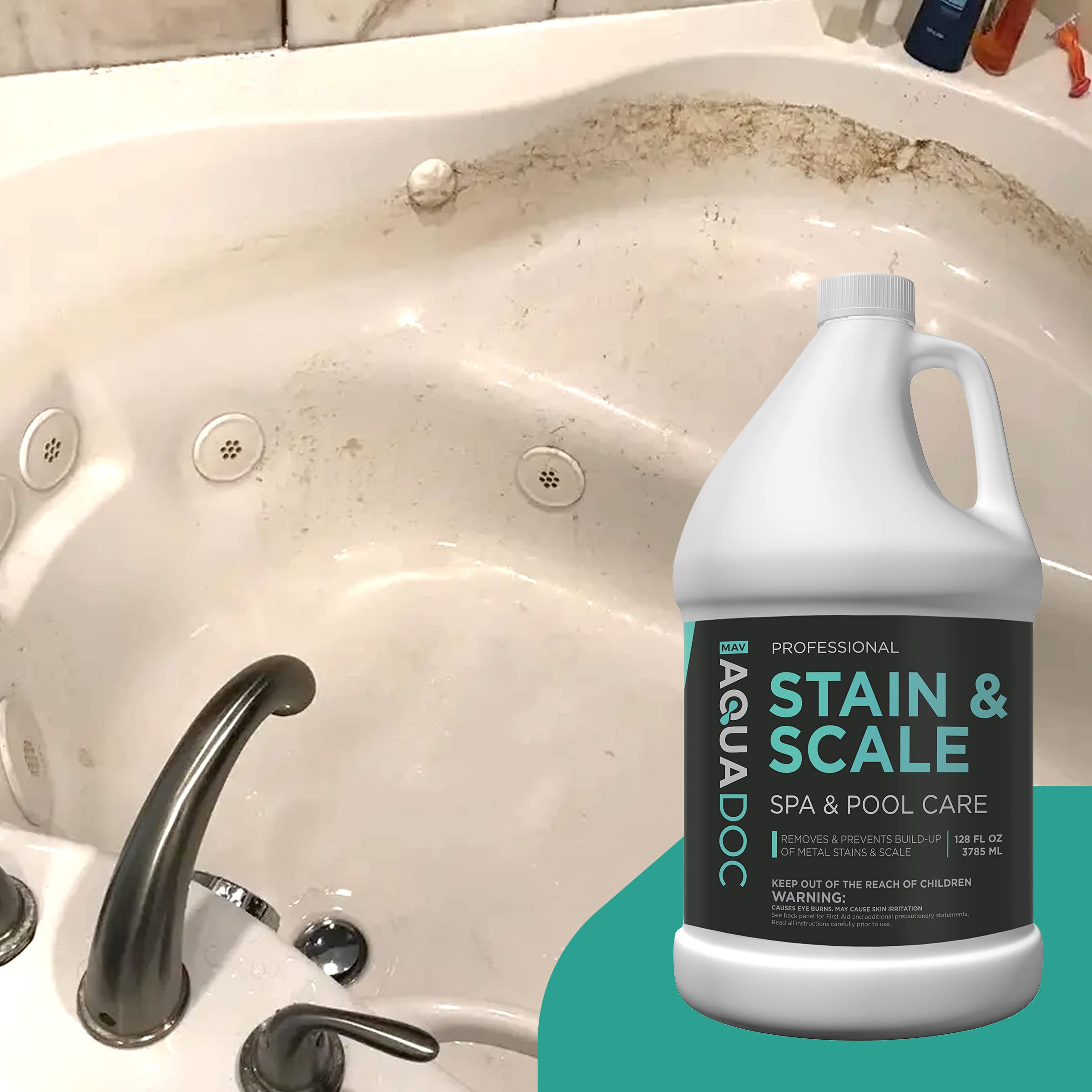 Pool, Spa, and Hot Tub Stain and Scale Control – Professional-Grade Scale, Metal, and Stain Preventer to Soften Water, Remove Deposits, and Maintain Clear Hot Tub Water