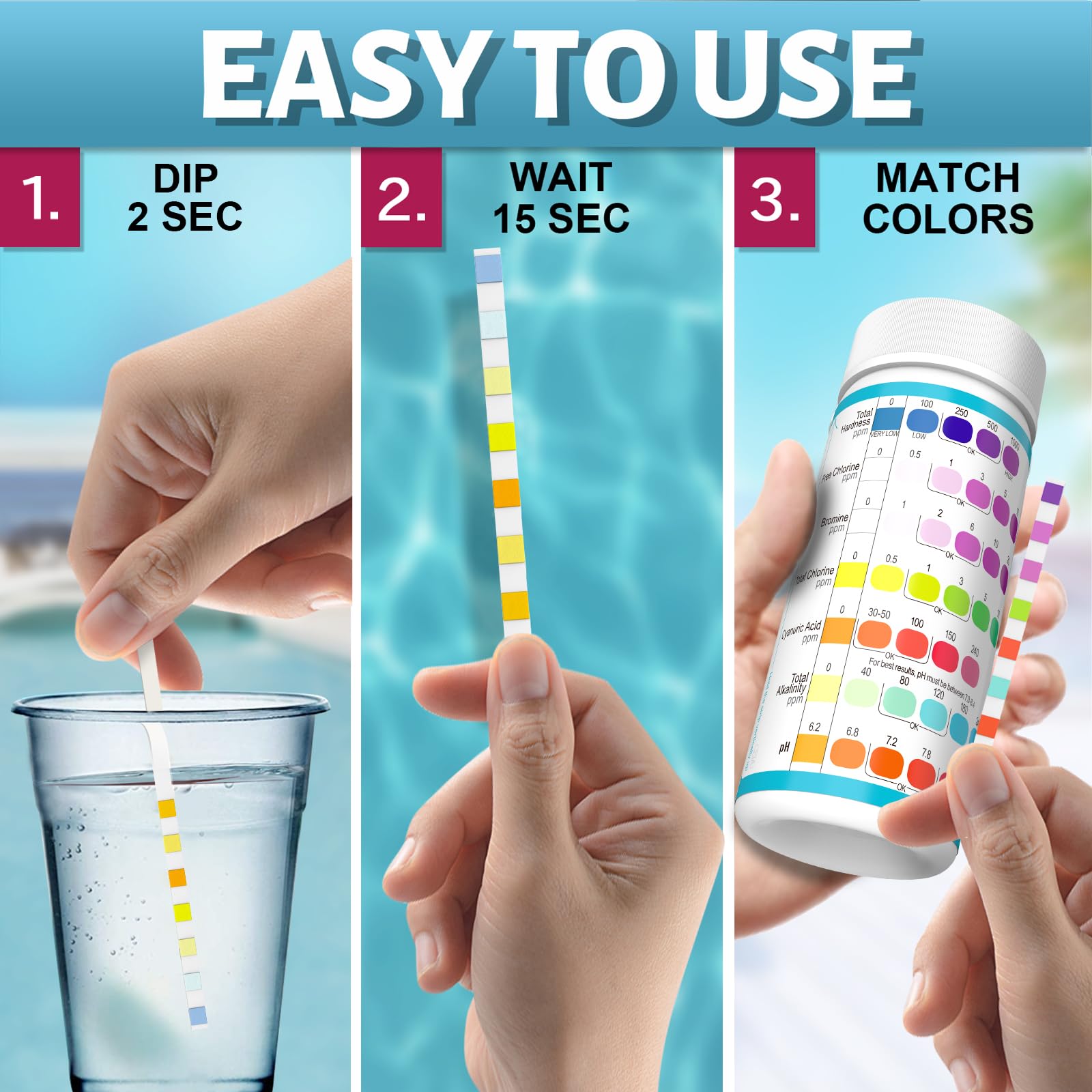 EASYTEST 9-Way Hot Tub, Pool, and Spa Test Strips