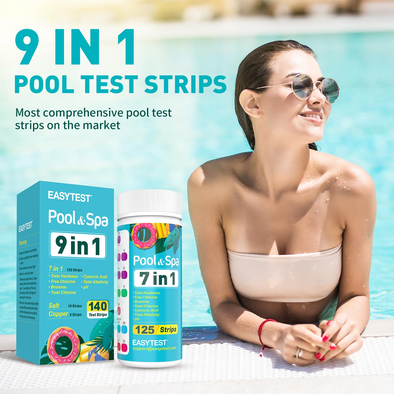 EASYTEST 9-Way Hot Tub, Pool, and Spa Test Strips