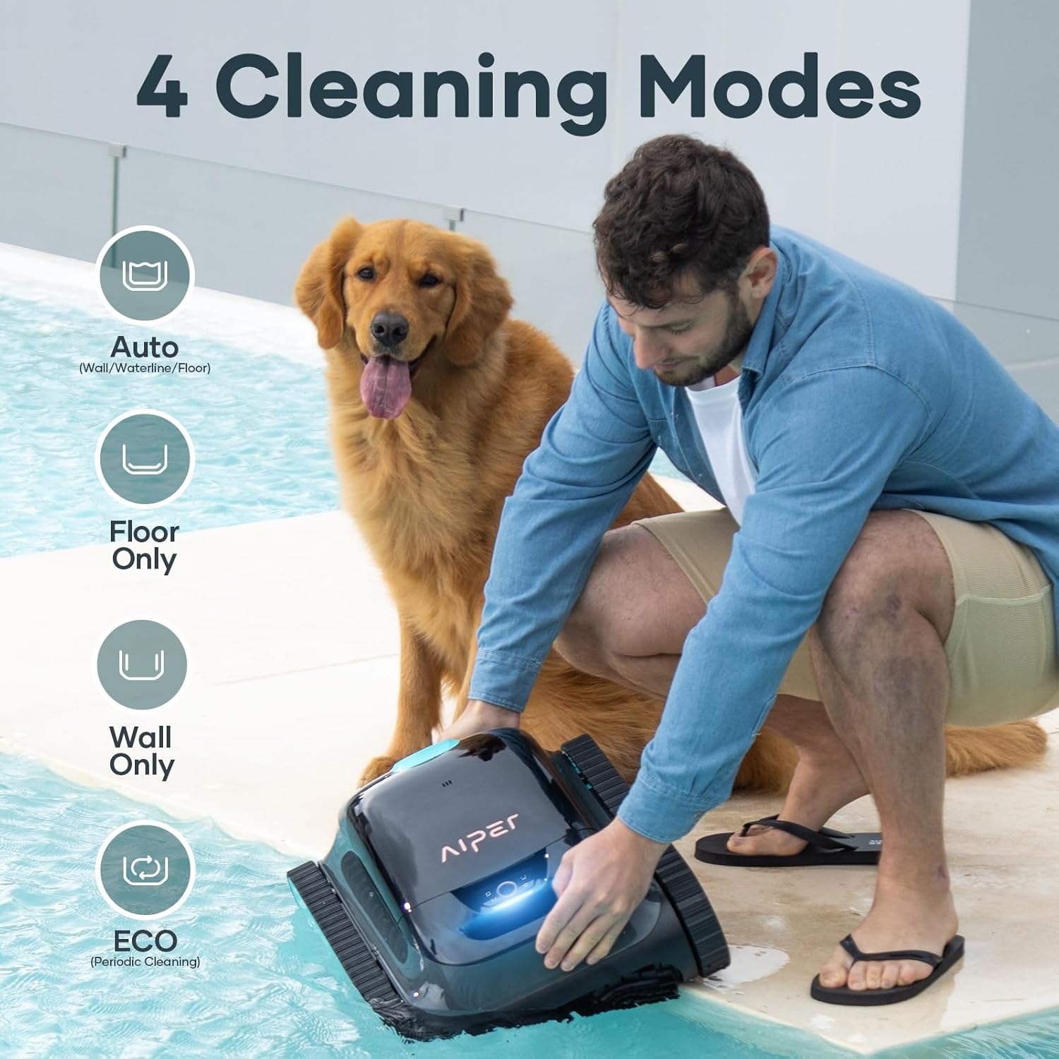 AIPER Scuba S1 Cordless Robotic Pool Cleaner – Smart Navigation, Powerful Cleaning for Inground Pools up to 1,600 Sq.ft, Floor, Wall, & Waterline Vacuum