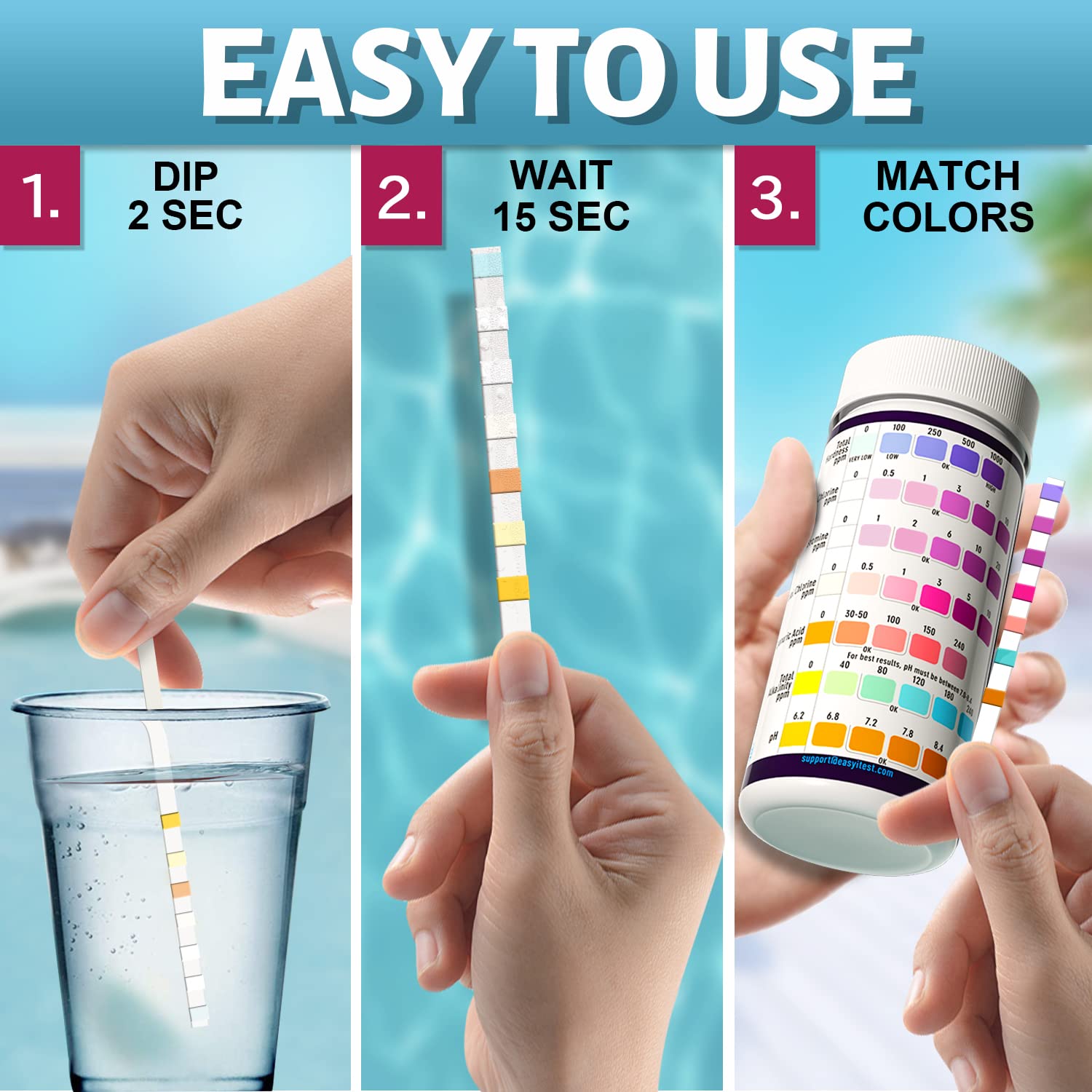 EASYTEST 9-Way Hot Tub, Pool, and Spa Test Strips