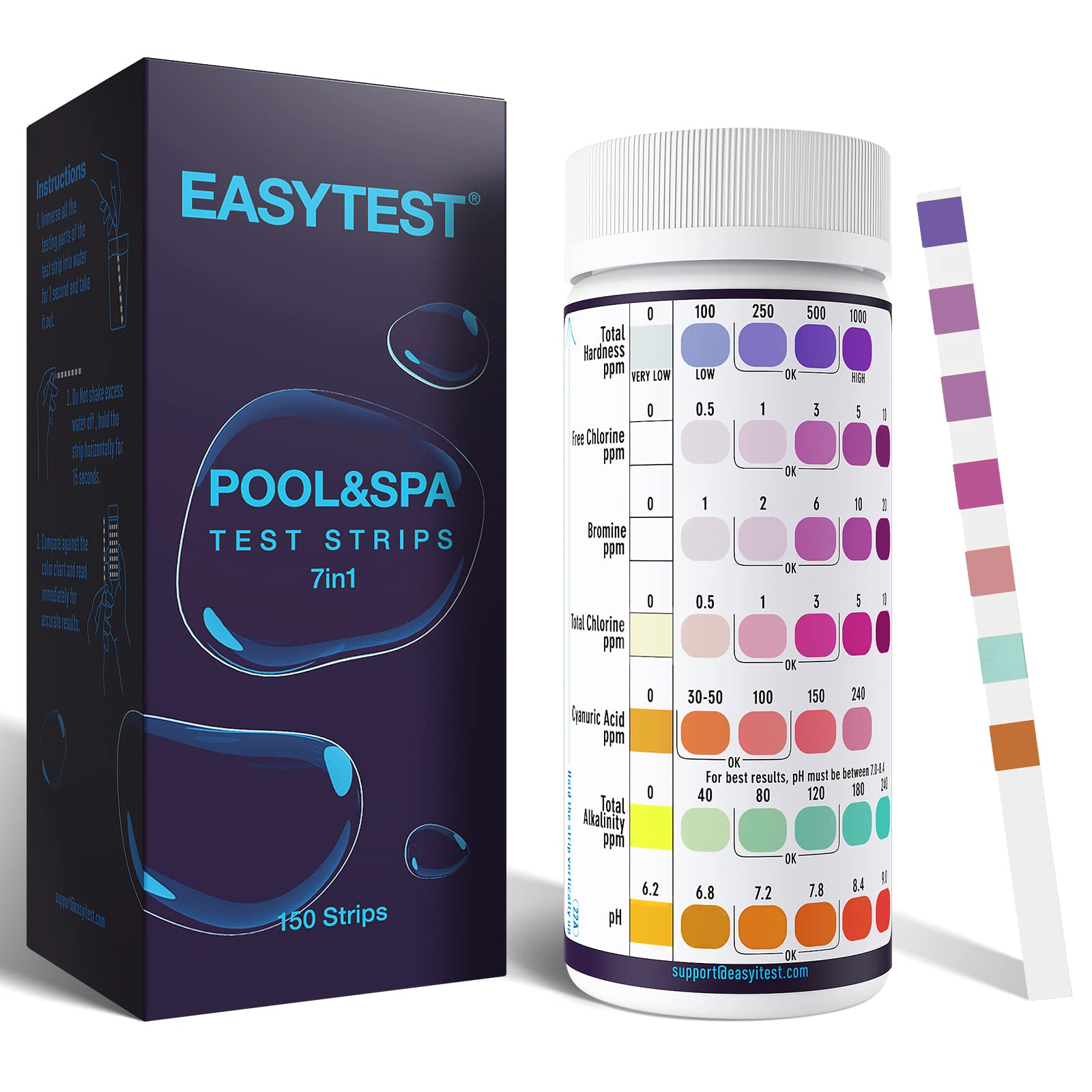 EASYTEST 9-Way Hot Tub, Pool, and Spa Test Strips