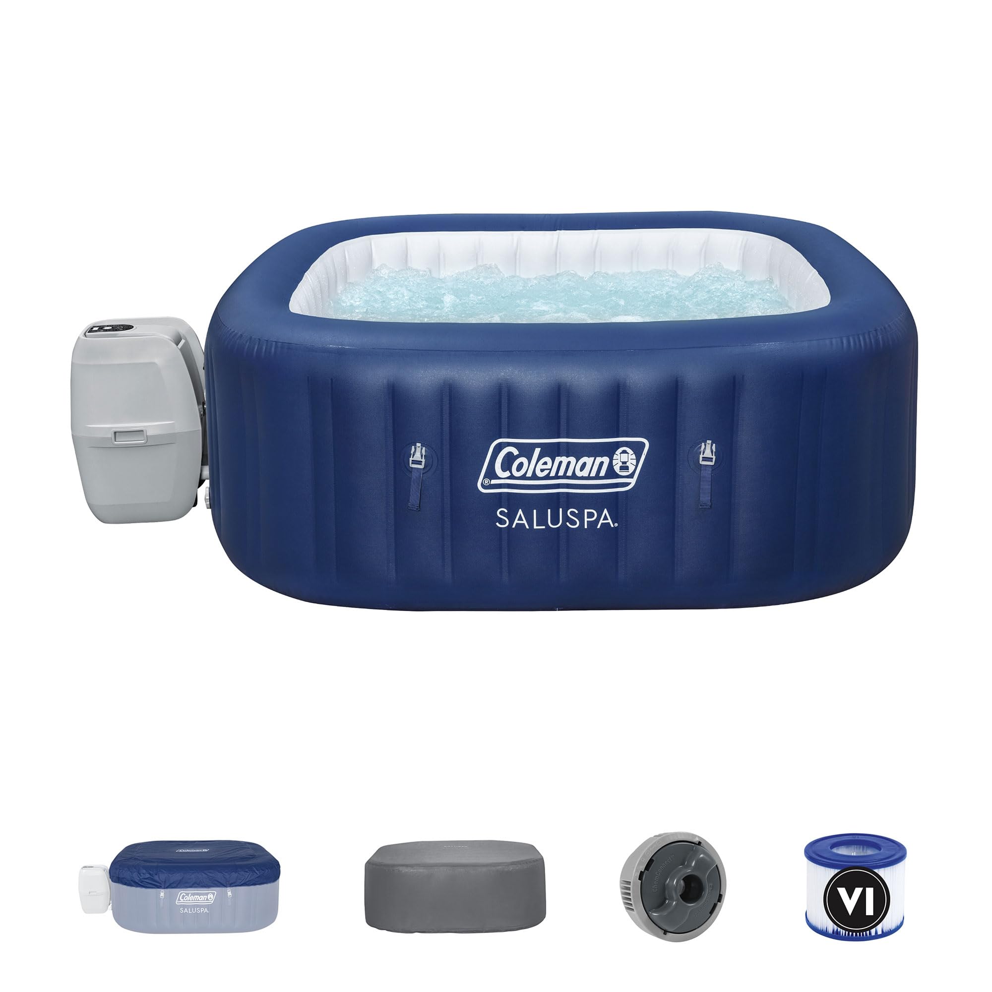 Coleman SaluSpa Inflatable Hot Tub Square Portable Outdoor Spa