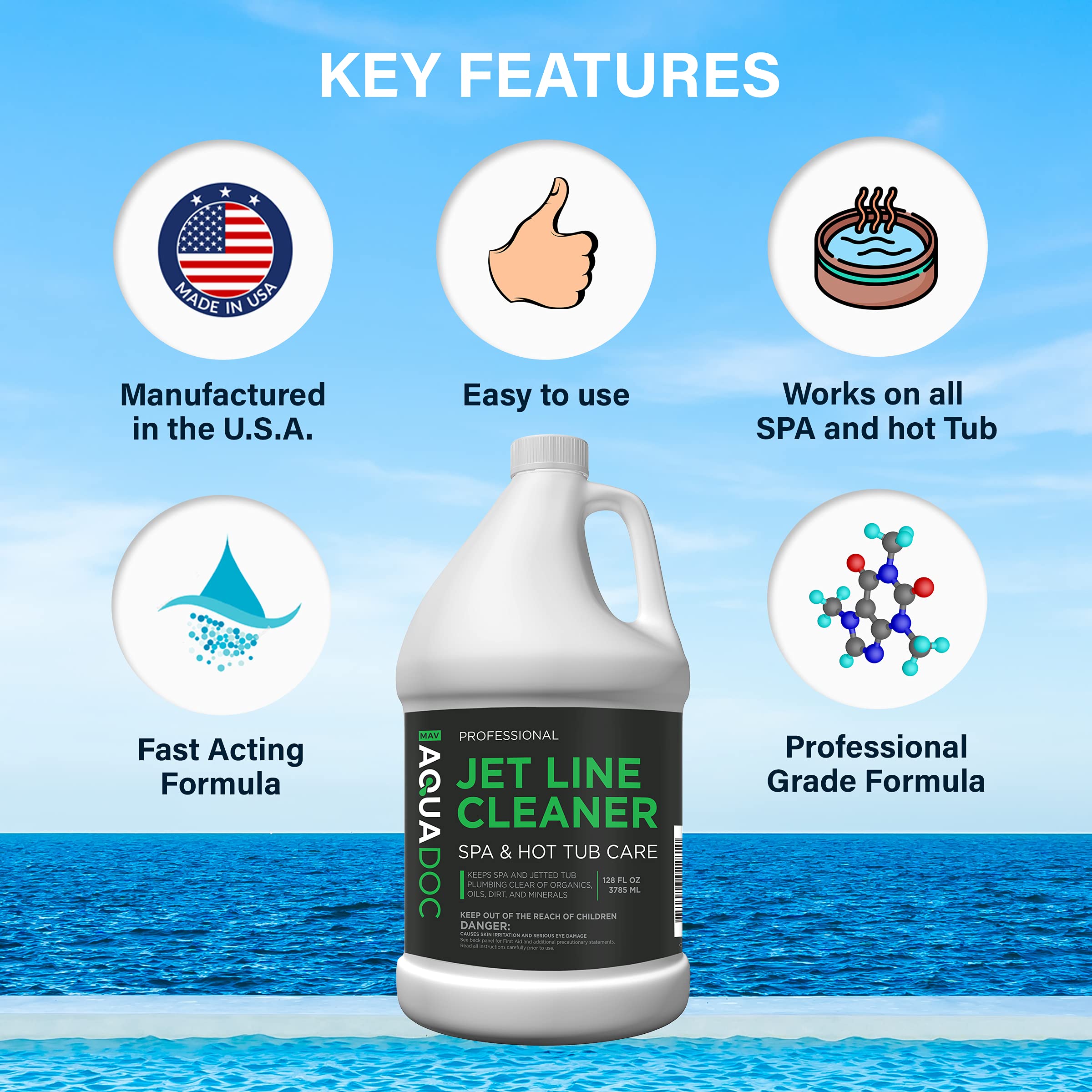 Spa Jet Cleaner for Hot Tub - Spa Jet Line Cleaner for Hot Tubs & Jetted Tub Cleaner to Keep Your Jets Clean - Fast Acting Spa Flush for Hot Tub (Jet Line Cleaner - 1 Gallon)