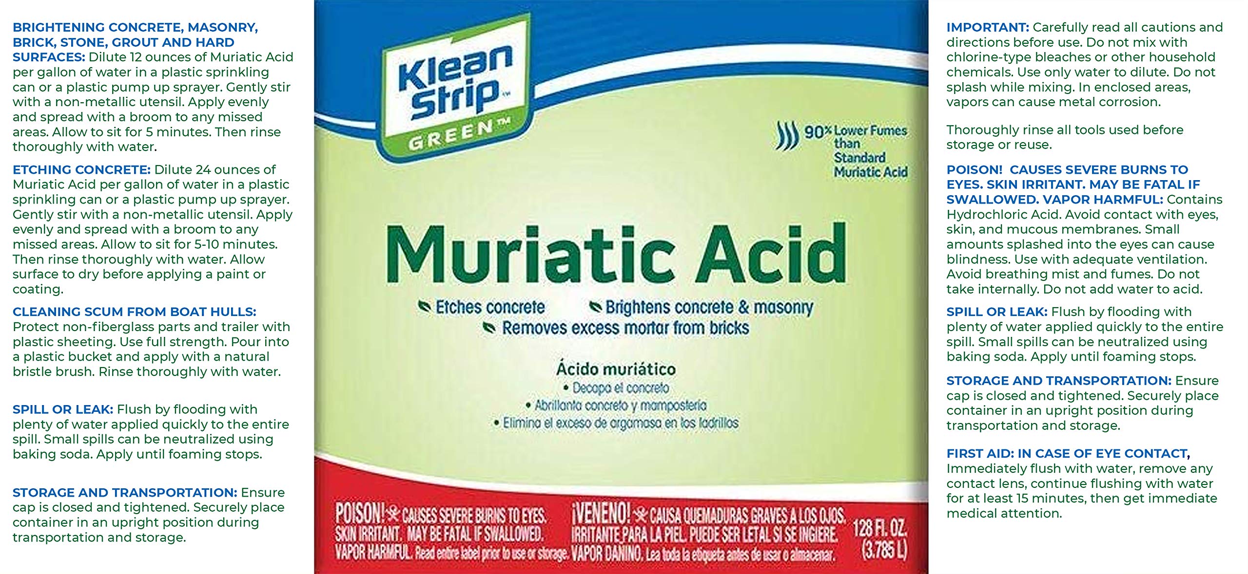 Klean Strip Green Muriatic Acid Eco friendly for Pools and Cleaning