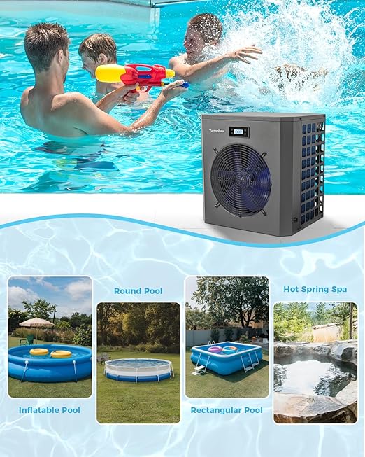 16000 BTU Heat Pump for Pools & Spas| 5000 Gallon Electric Pool Heater & Cooler with WiFi Timer | 120V Efficient Above Ground Pool Heating & Cooling Solution