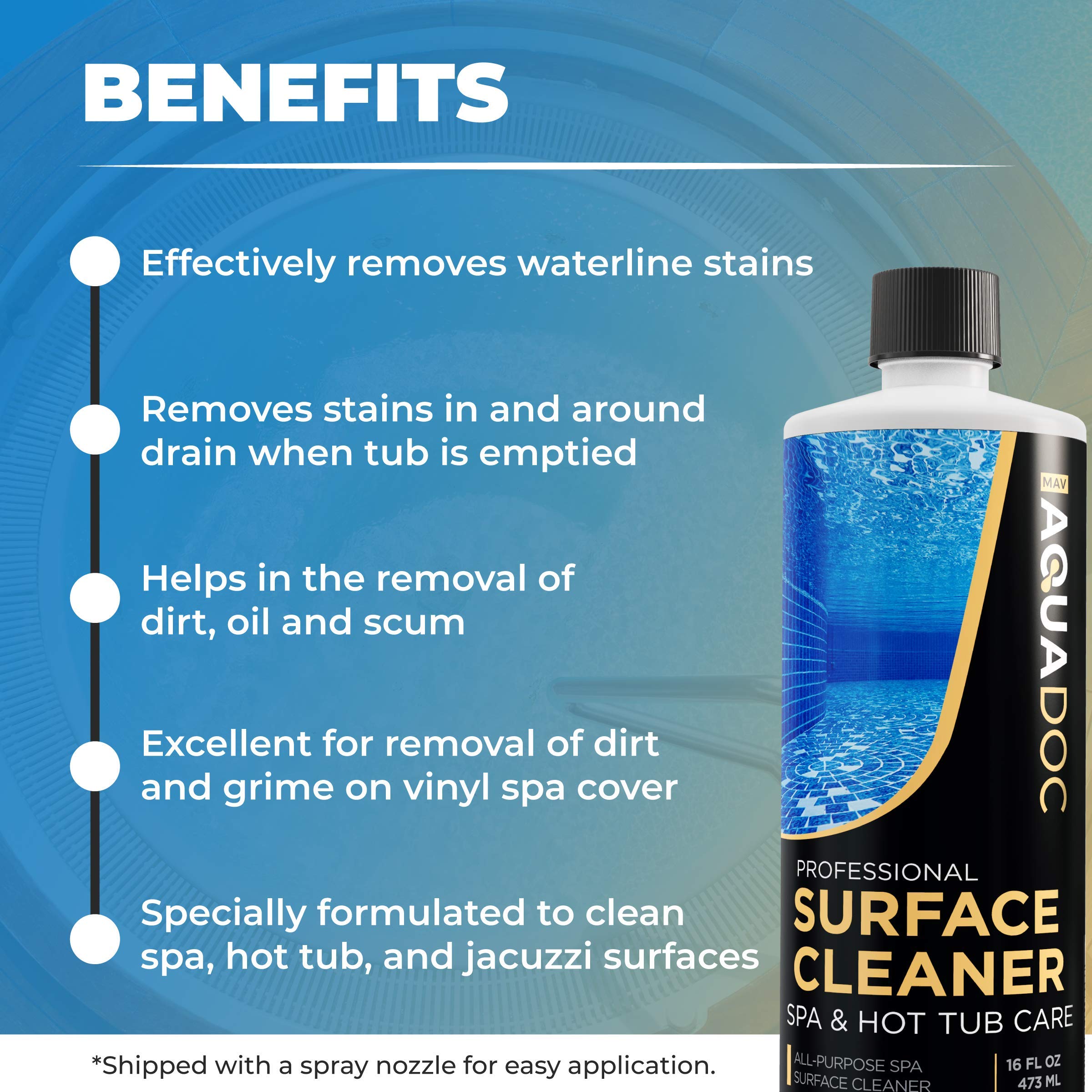 Spa & Hot Tub Surface Cleaner - Remove Scumlines, grime, Dirt, & Scale. Works on All Hot Tub Surfaces