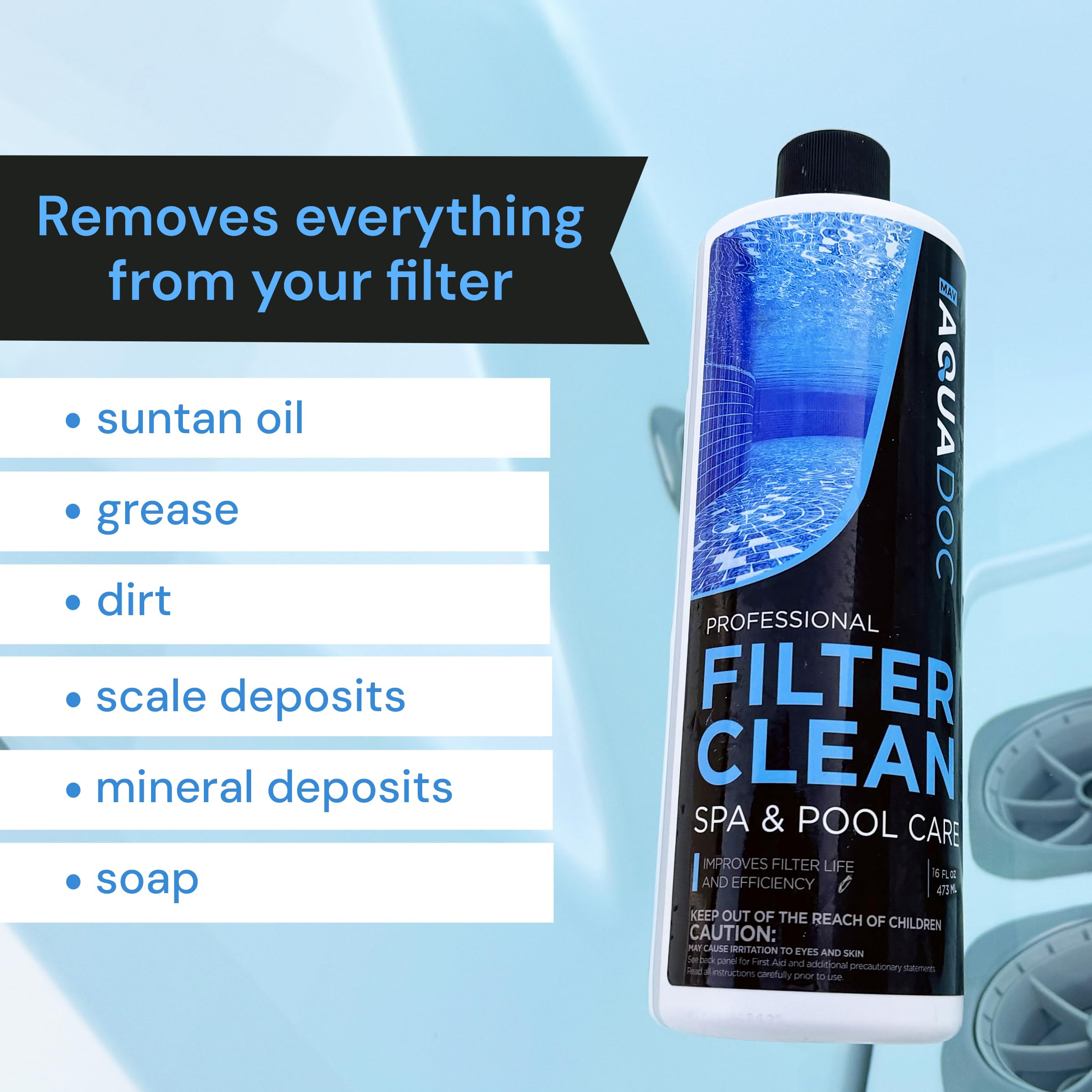 Hot Tub, Spa, and Pool Filter Cartridge Cleaner Soak - Easy to Use Filter Degreaser 1 Gallon