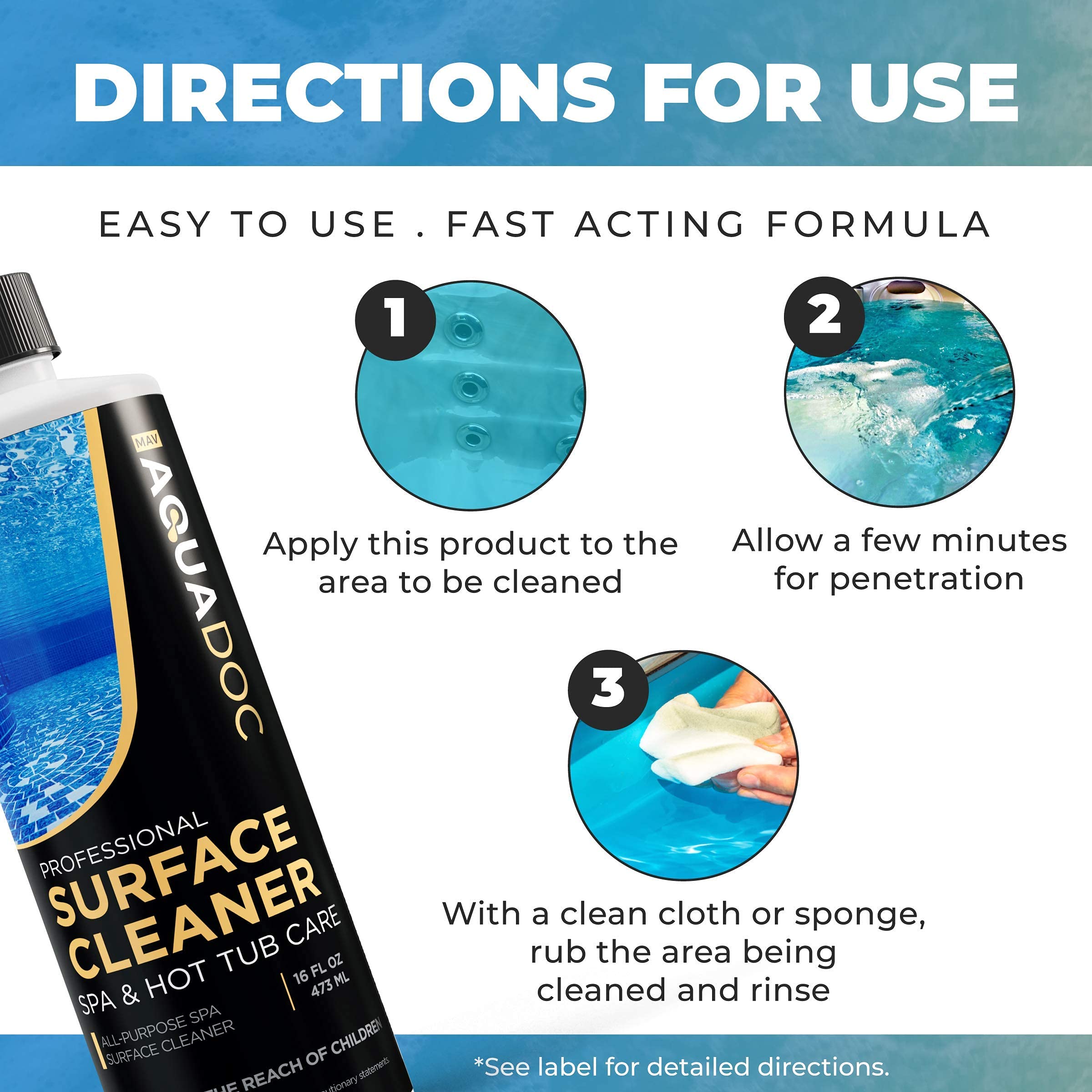 Spa & Hot Tub Surface Cleaner - Remove Scumlines, grime, Dirt, & Scale. Works on All Hot Tub Surfaces