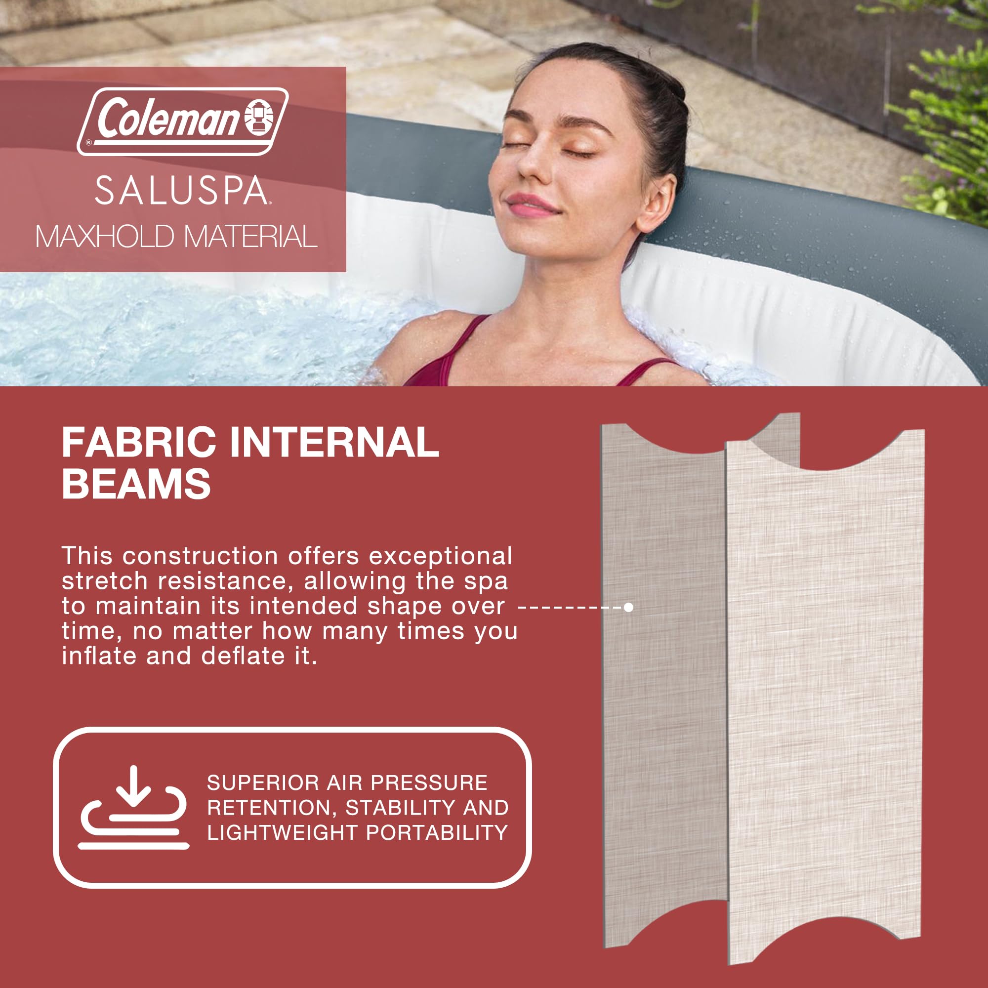 Coleman SaluSpa Inflatable Hot Tub Square Portable Outdoor Spa