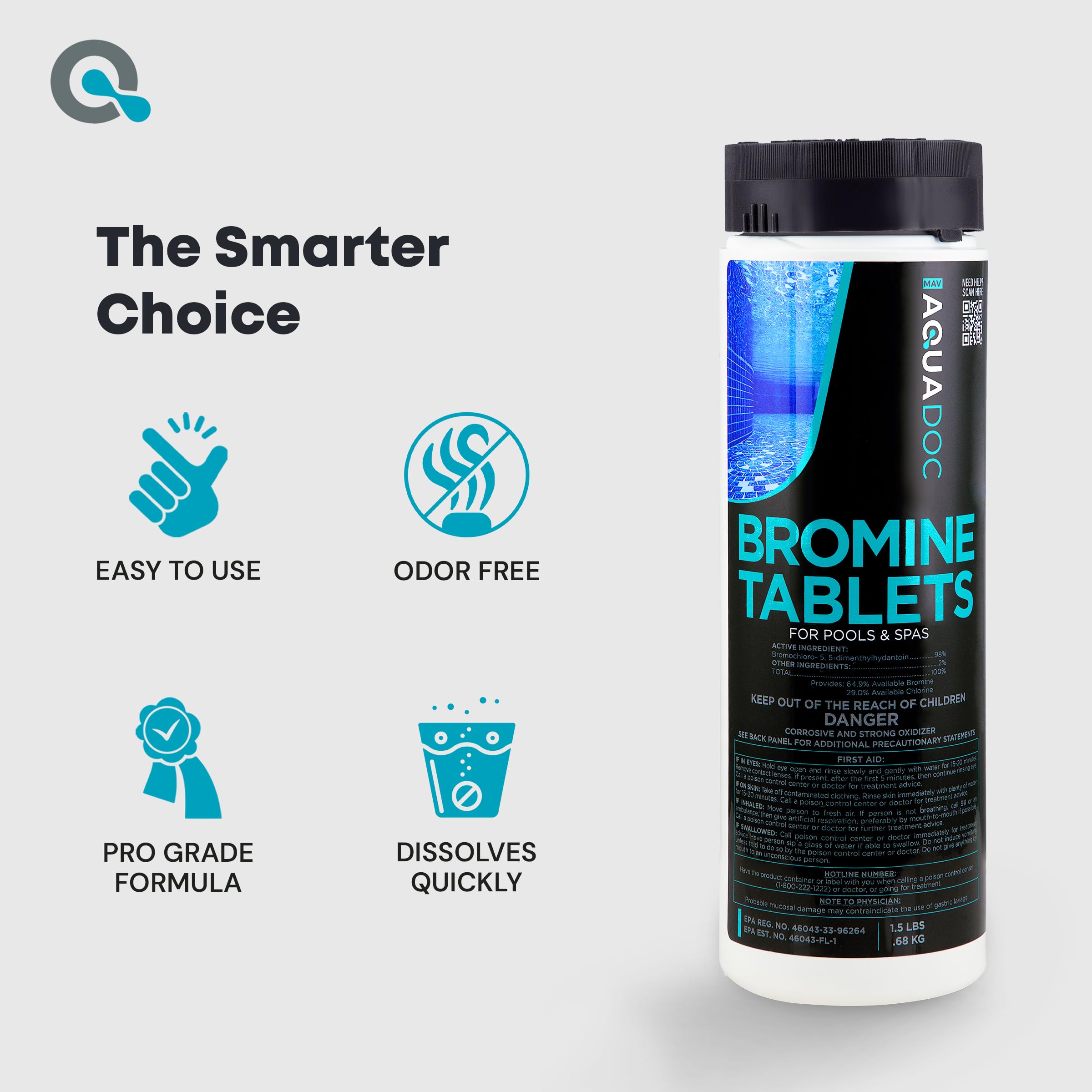 Bromine Tablets and Bromine Booster for Hot Tub and Spa - Oxidizing Spa Shock & Non-Chlorine Shock - Sodium Bromide - 1lbs Bromide Oxidizer