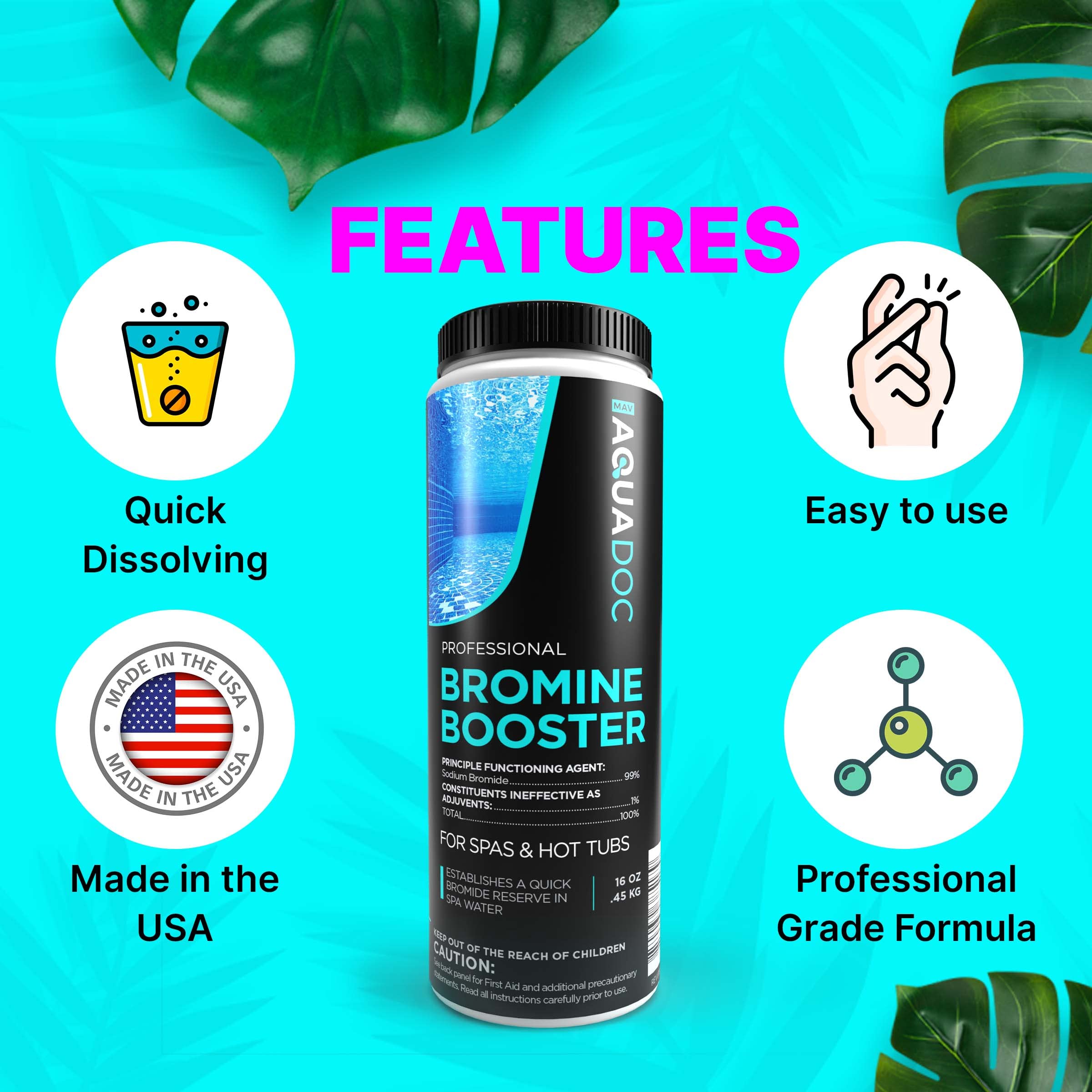 Bromine Tablets and Bromine Booster for Hot Tub and Spa - Oxidizing Spa Shock & Non-Chlorine Shock - Sodium Bromide - 1lbs Bromide Oxidizer