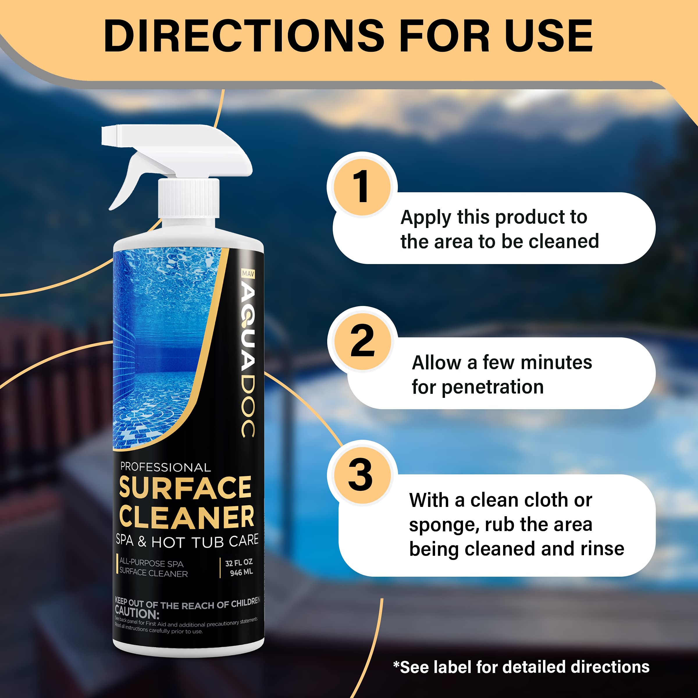 Spa & Hot Tub Surface Cleaner - Remove Scumlines, grime, Dirt, & Scale. Works on All Hot Tub Surfaces