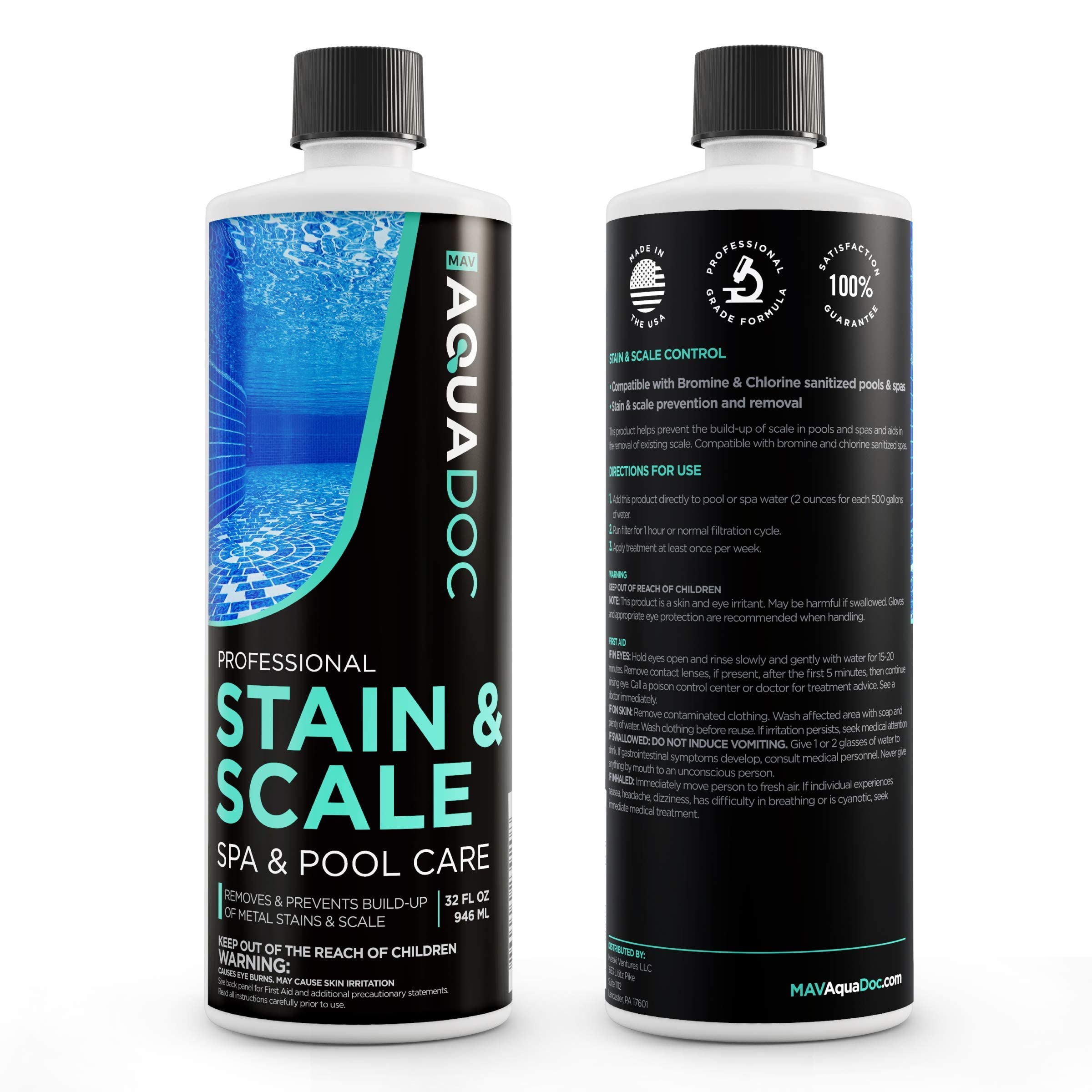 Pool, Spa, and Hot Tub Stain and Scale Control – Professional-Grade Scale, Metal, and Stain Preventer to Soften Water, Remove Deposits, and Maintain Clear Hot Tub Water