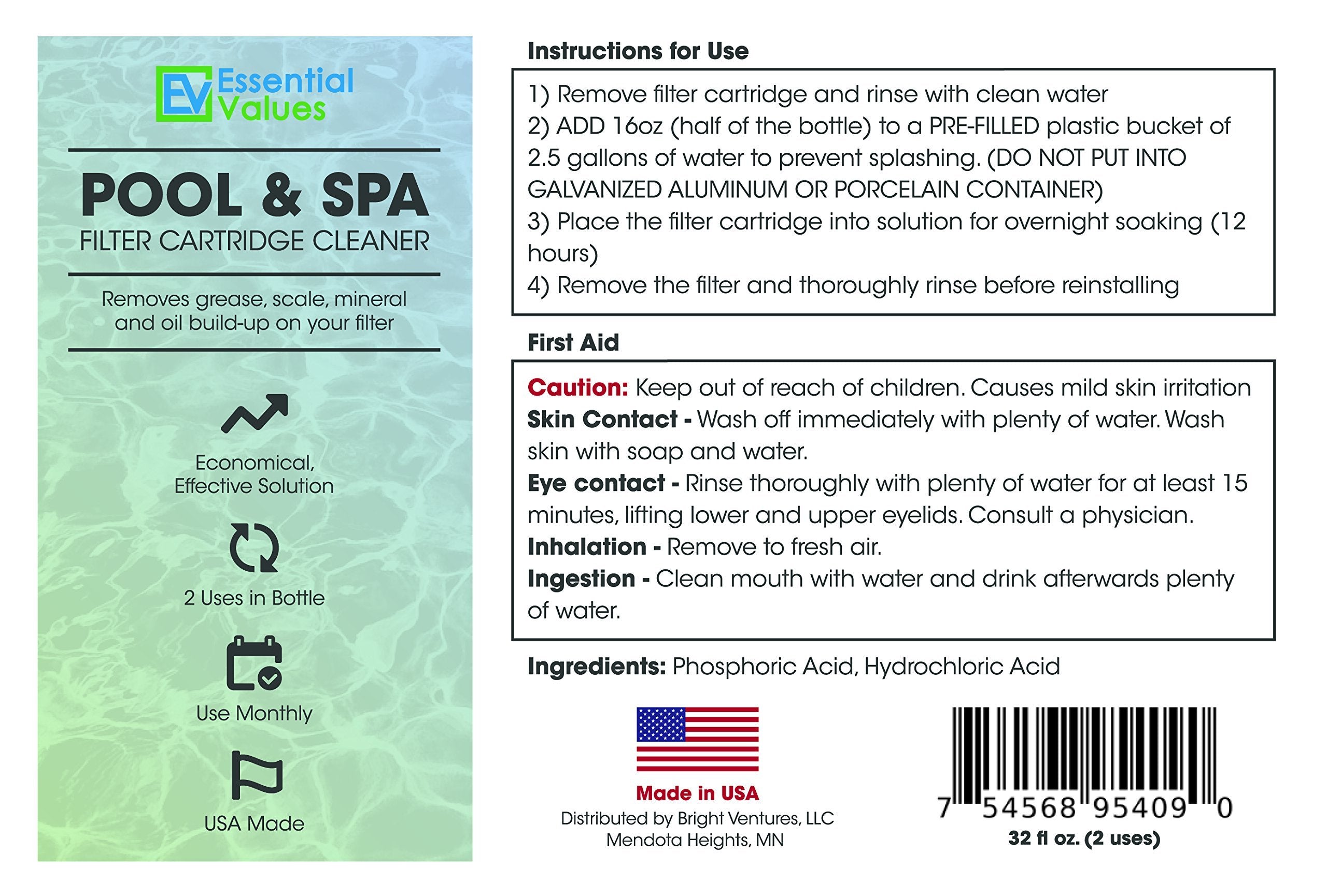 Hot Tub, Spa, and Pool Filter Cleaner 32oz