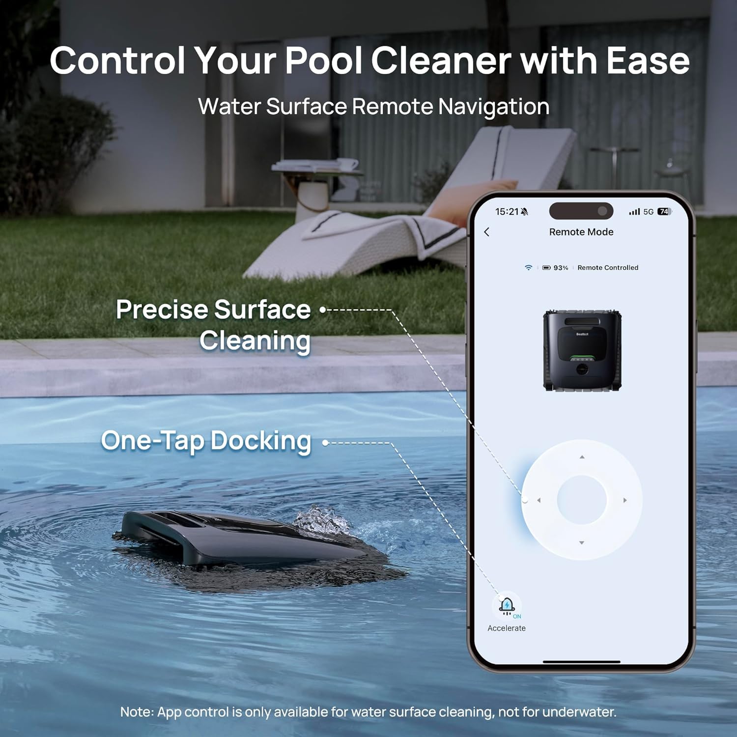 Beatbot AquaSense 2 Ultra Cordless Pool Vacuum Robot, Pool Mapping with AI Camera,Unmatched 5-in-1 Cleaning, Skims Water Surface, Water Clarification, for Pools up to 3,875 Sq.ft – Midnight Blue