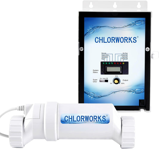 CHLORWORKS Salt Water Pool Chlorinator System – Up to 25,000 Gallons