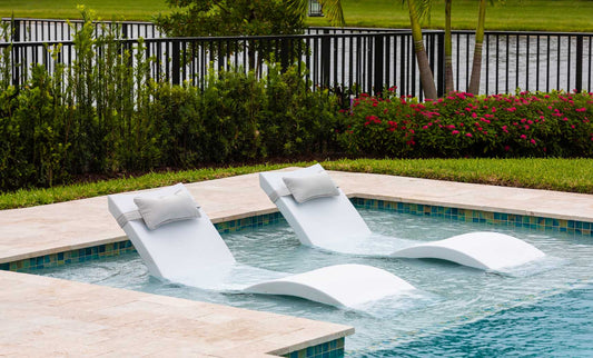 In Pool Chaise Lounge Furniture Set With HeadRest Pillow