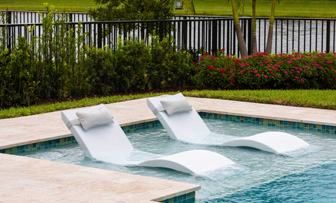 In Pool Chaise Lounge Furniture Set With HeadRest Pillow