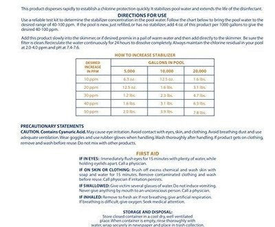 Pool Mate Chlorine Stabilizer: Cyanuric Acid for Swimming Pool and Spa - Thesummerpools.com