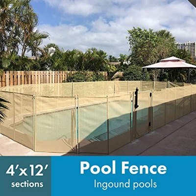 可拆卸 4 英尺网状泳池安全围栏，保护儿童和狗