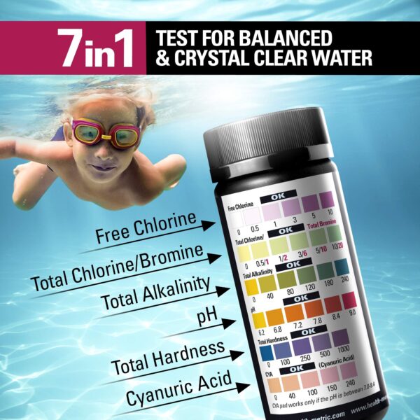 Health Metric 7-Way Pool, hot tub, and Spa Test Strips - 50 Count | Complete Water Testing Kit - Image 3