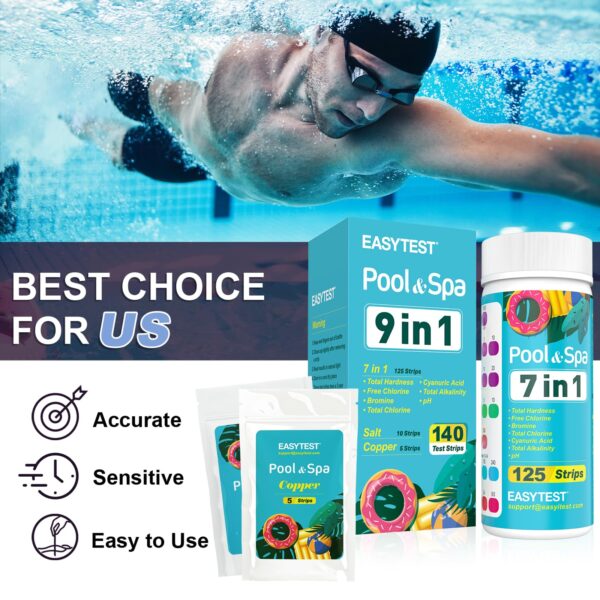 EASYTEST 9-Way Hot Tub, Pool, and Spa Test Strips - 图片 7