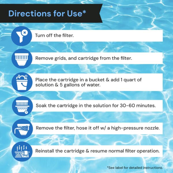 Hot Tub, Spa, and Pool Filter Cartridge Cleaner Soak - Easy to Use Filter Degreaser 1 Gallon - 图片 12