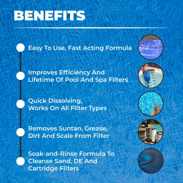Hot Tub, Spa, and Pool Filter Cartridge Cleaner Soak - Easy to Use Filter Degreaser 1 Gallon - 图片 15
