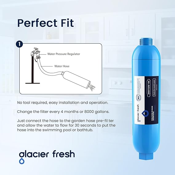 GLACIER FRESH Garden Hose End Pre-Filter for Swimming Pool, Hot Tubs and Spa up to 8,000 Gallons - 图片 5