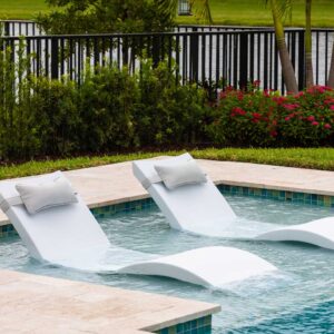 In Pool Chaise Lounge Furniture Set With HeadRest Pillow