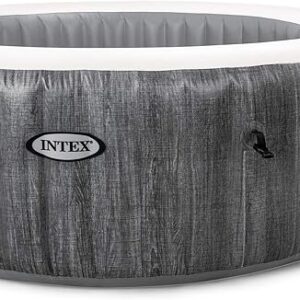 Intex Greywood Deluxe 4-Person Outdoor Portable Inflatable Hot Tub Spa with LED Light and Bubble Jets