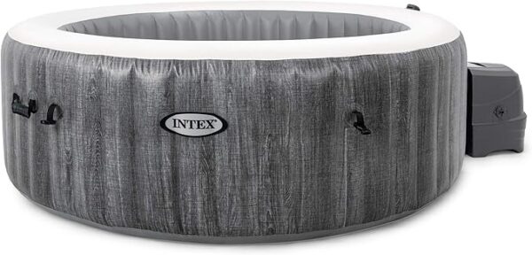Intex Greywood Deluxe 4-Person Outdoor Portable Inflatable Hot Tub Spa with LED Light and Bubble Jets
