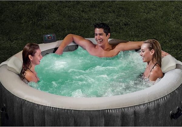 Intex Greywood Deluxe 4-Person Outdoor Portable Inflatable Hot Tub Spa with LED Light and Bubble Jets - 图片 2